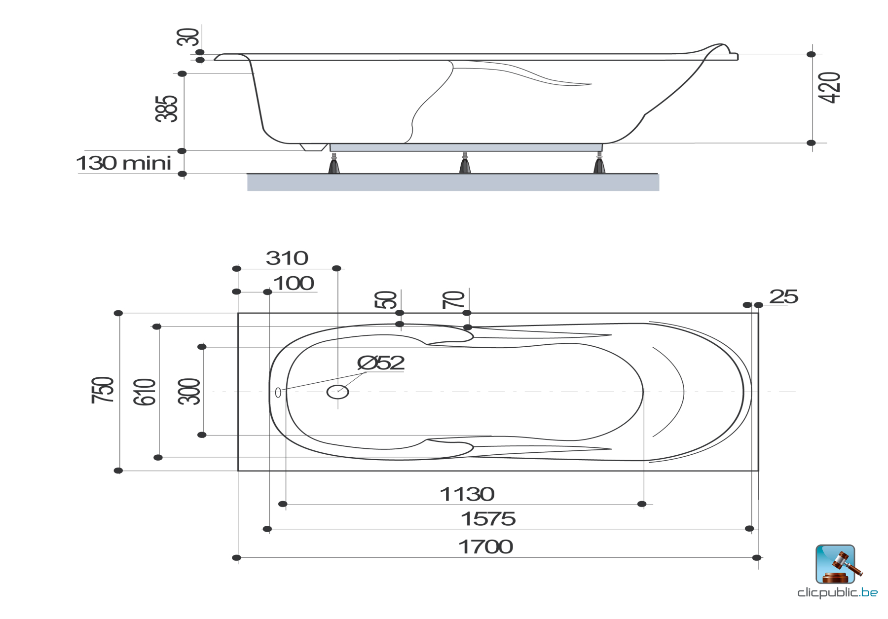 CARINA Baignoire rectangulaire