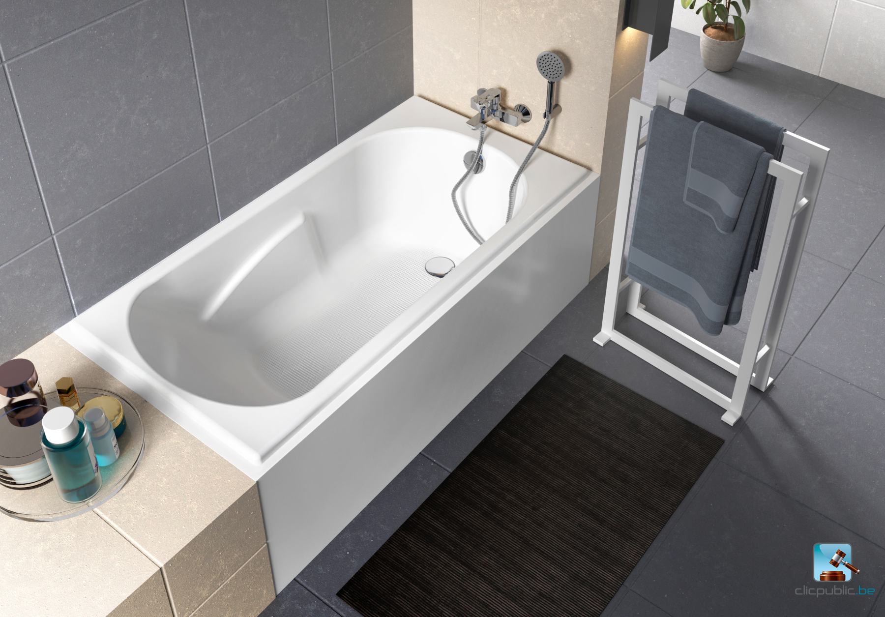 PLACY Baignoire rectangulaire Gain de place