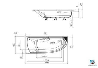 ELBA DUO Baignoire asymétrique droite