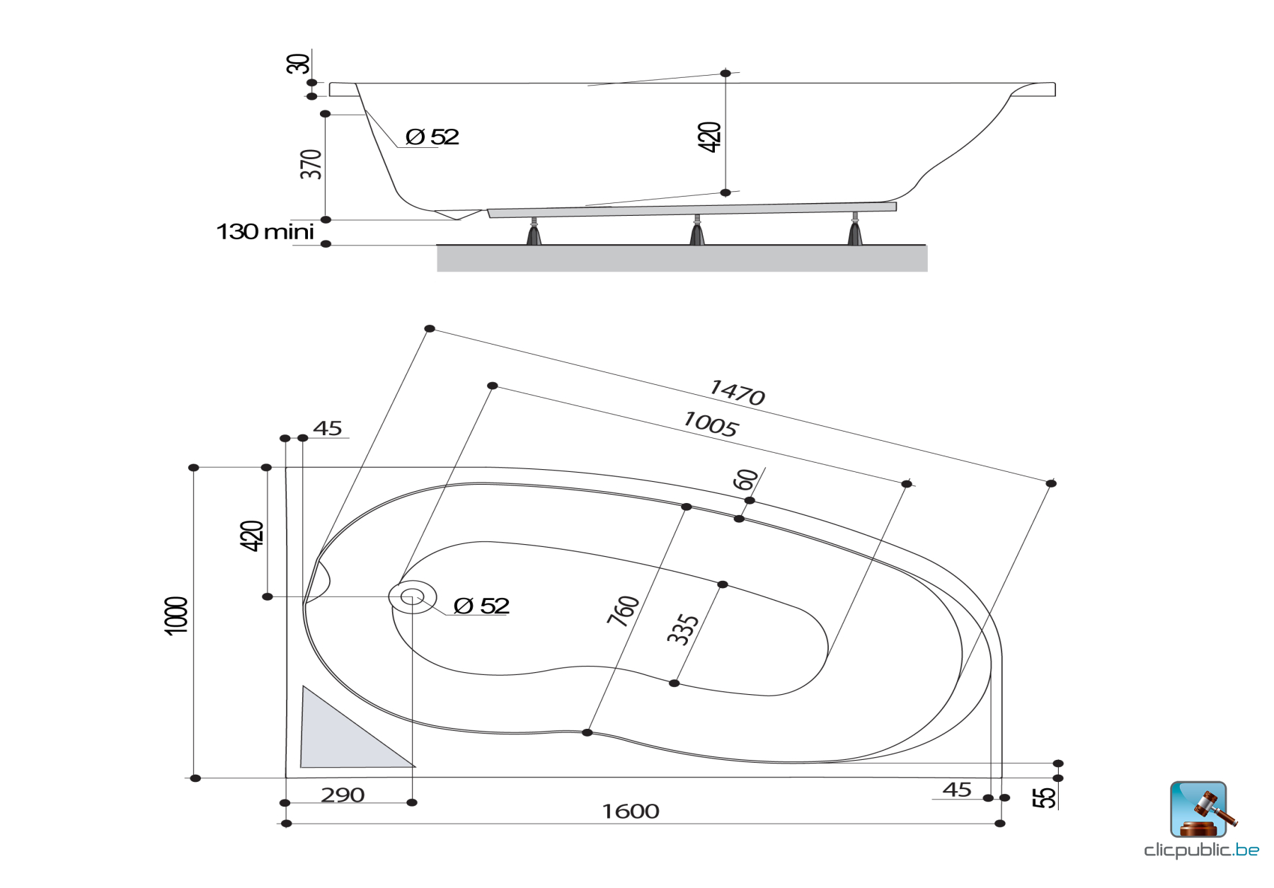 ELBA DUO Baignoire asymétrique gauche