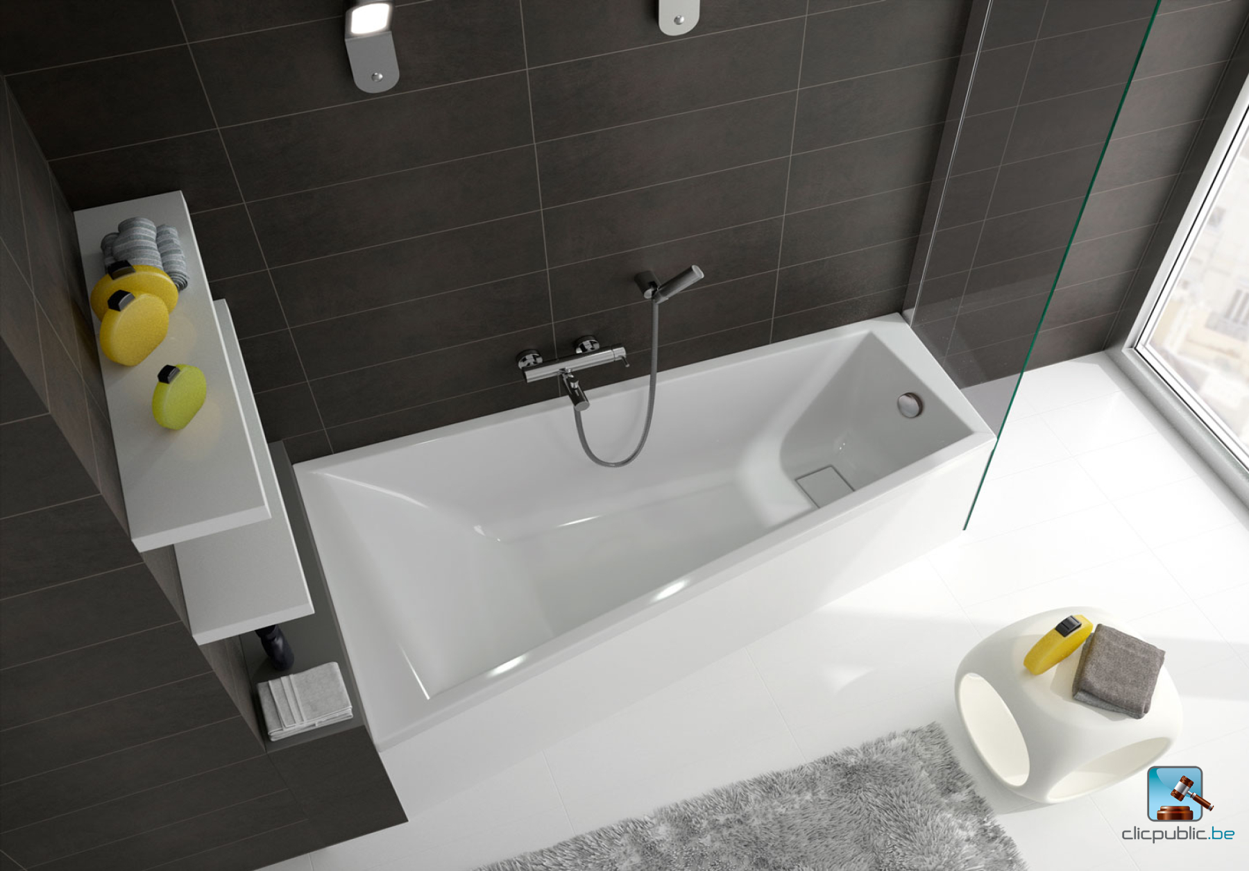 MAESTRO GAIN DE PLACE Baignoire asymétrique droite