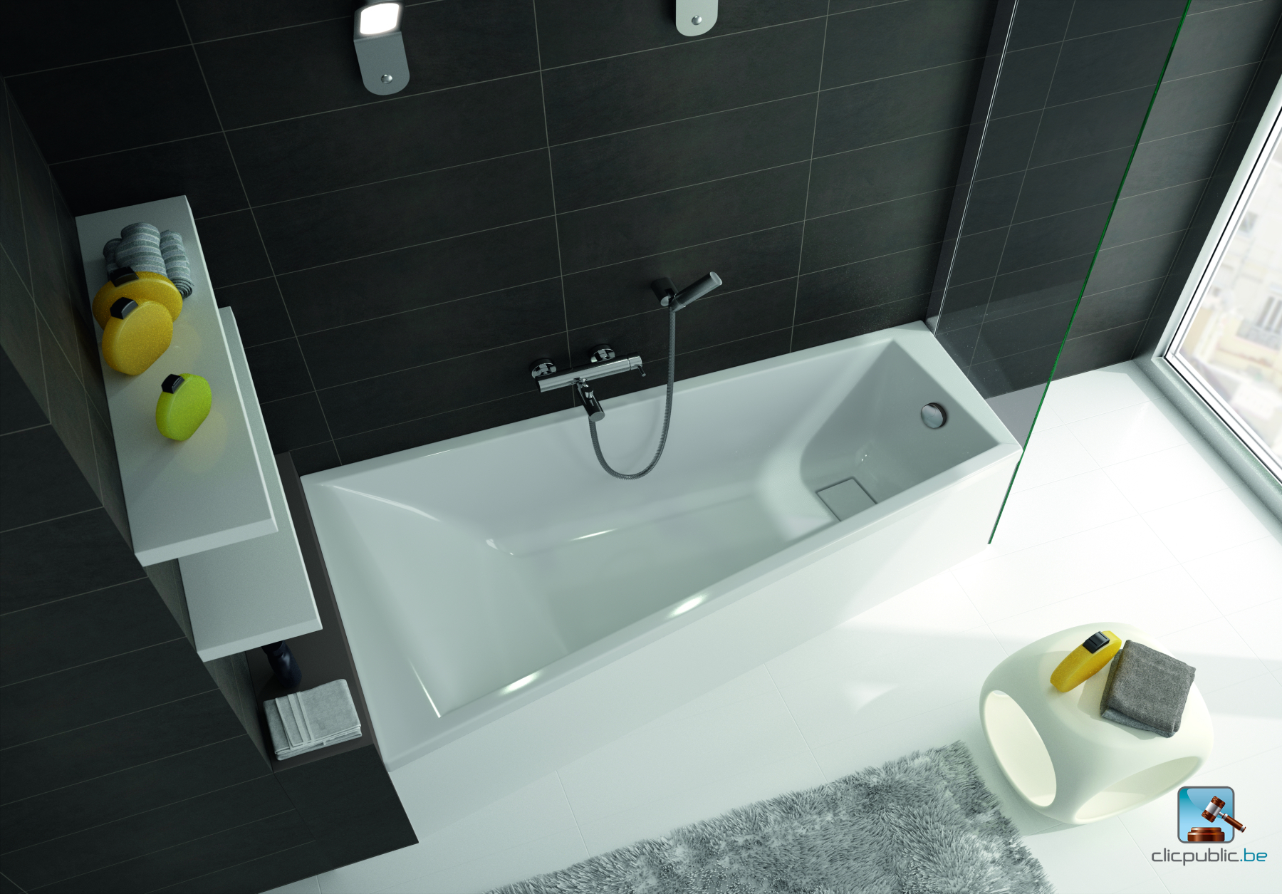 MAESTRO GAIN DE PLACE Baignoire asymétrique droite