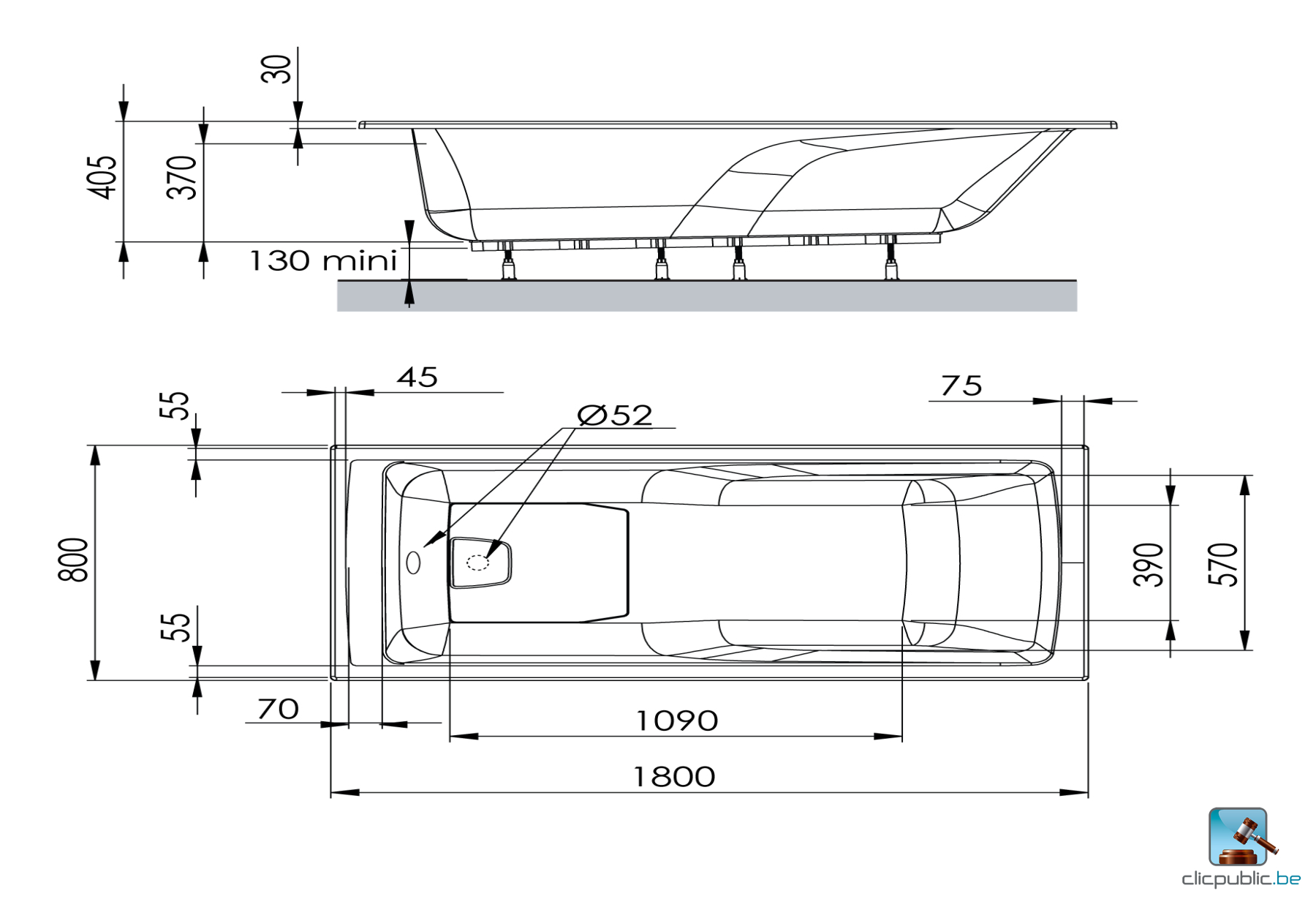 SYLENE Baignoire rectangulaire