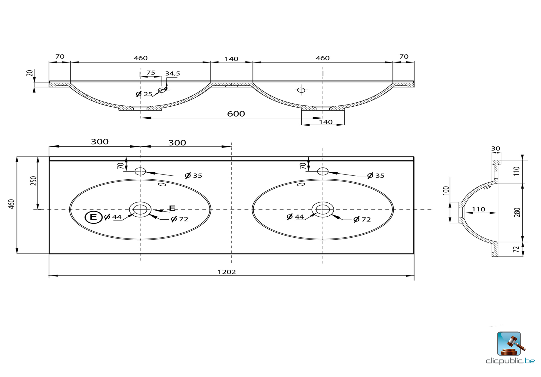 FIX ALU Tablier d'angle