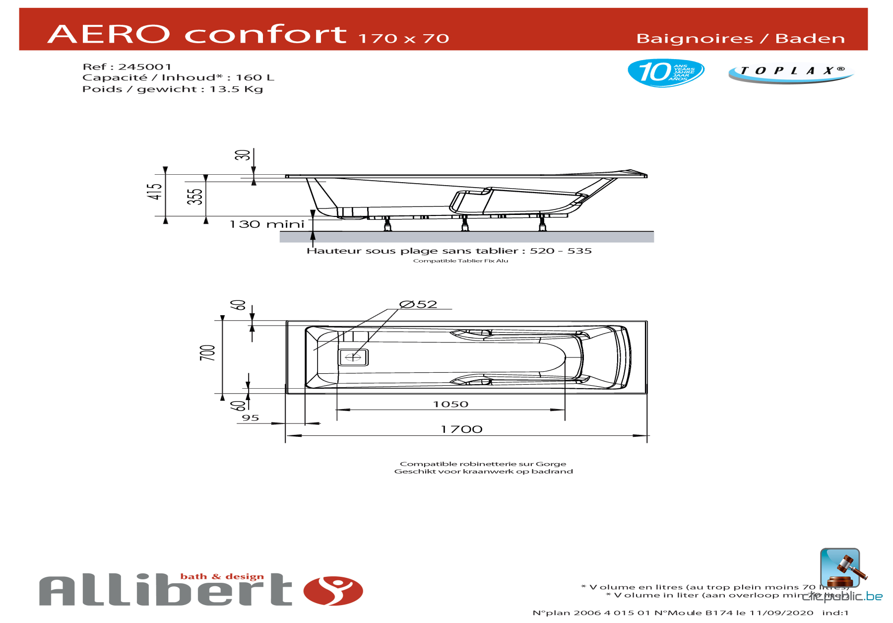 AERO CONFORT Baignoire rectangulaire