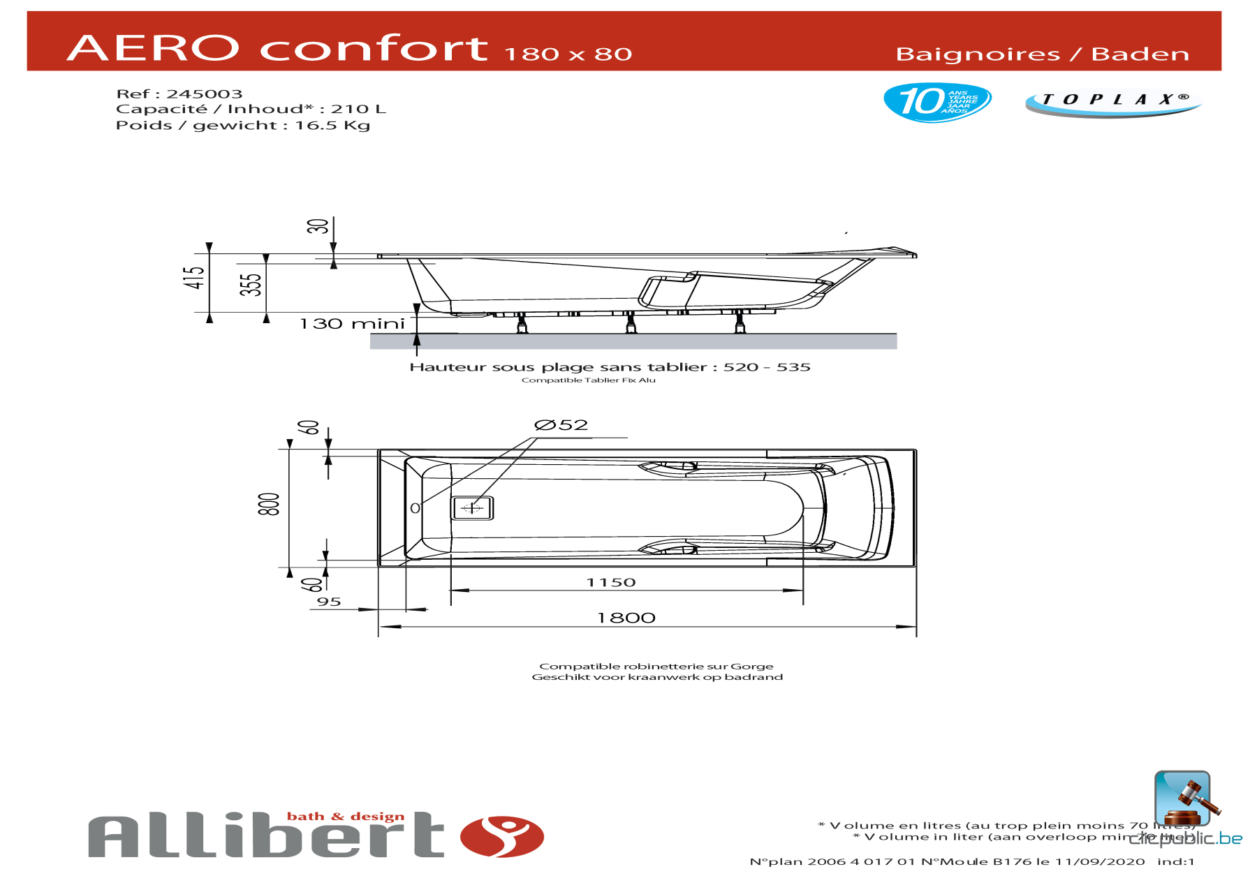 AERO CONFORT Baignoire rectangulaire
