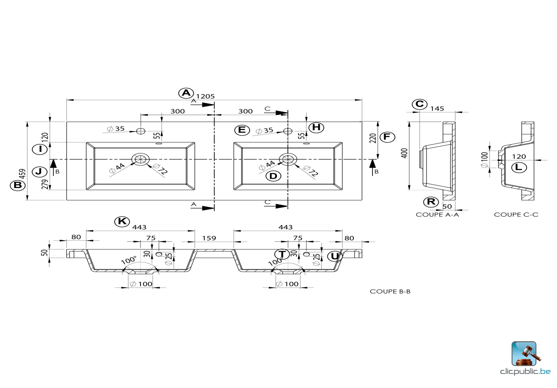 C'RAM Plan de toilette 90 cm