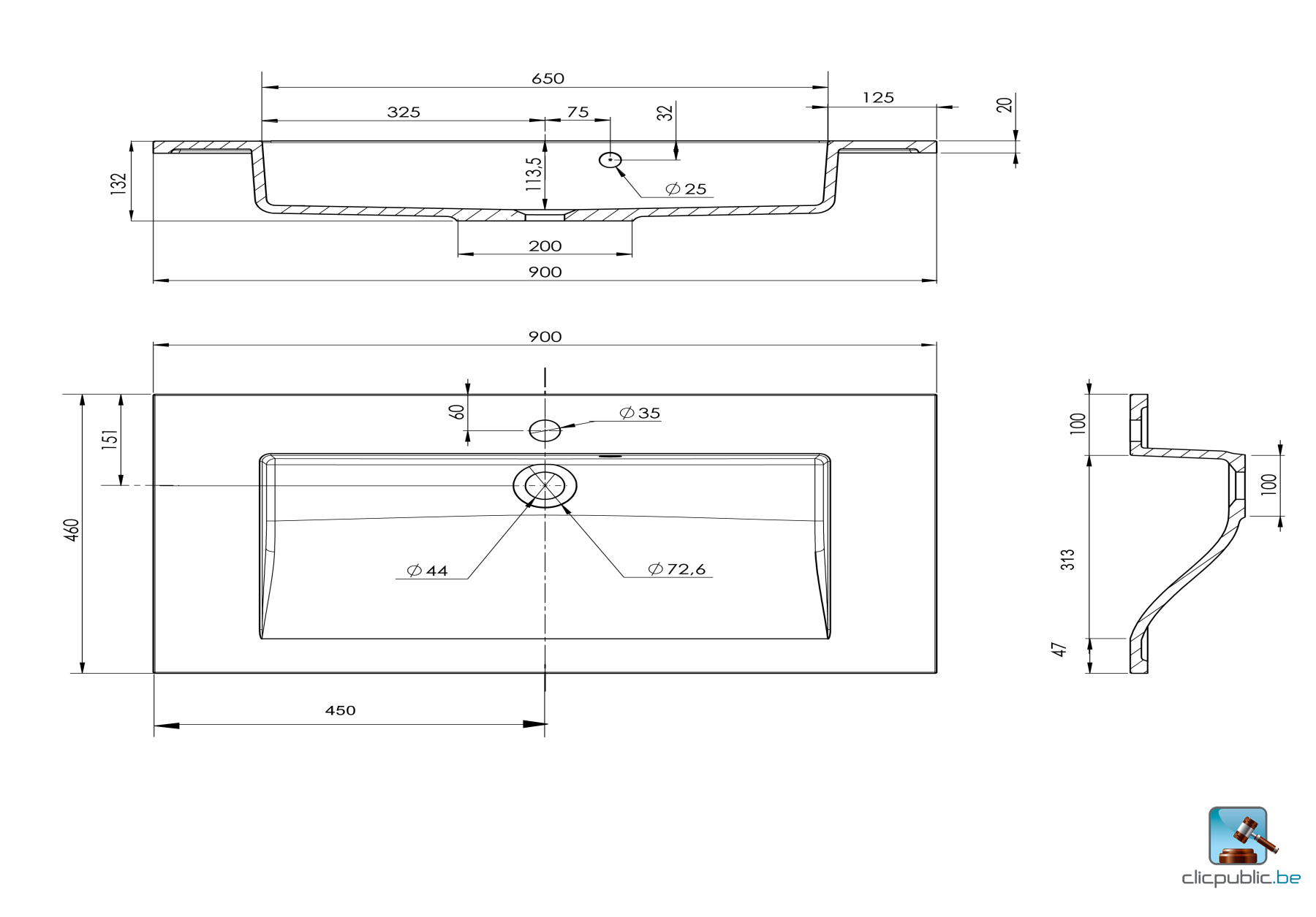 PRISM Plan de toilette 90 cm