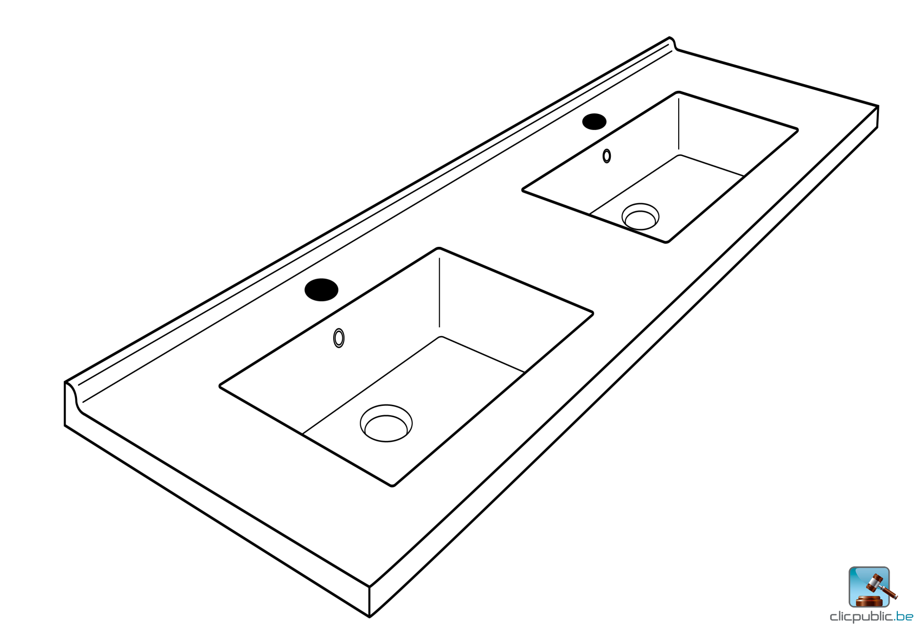 KUBIC Plan de toilette 161 cm