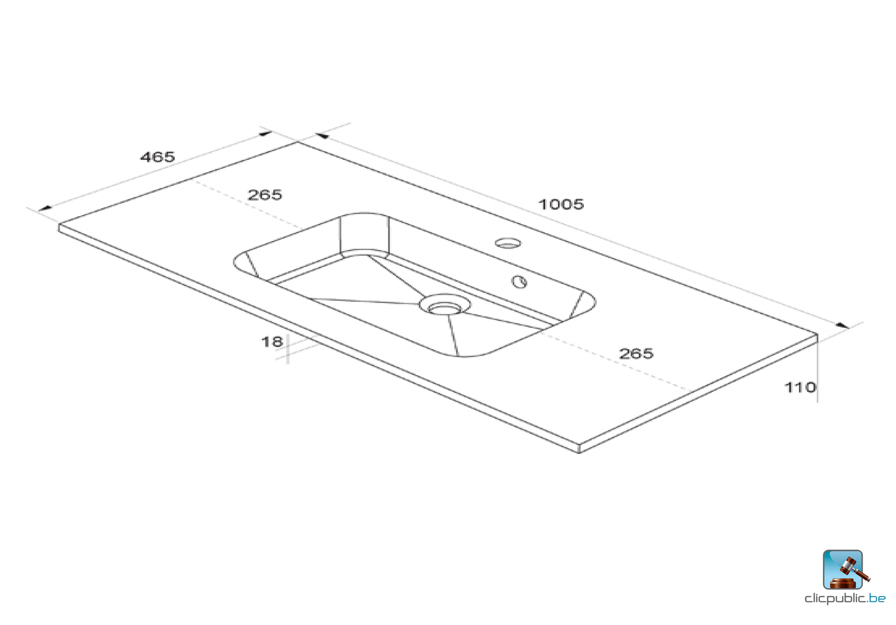 STYLE Plan de toilette 100 cm