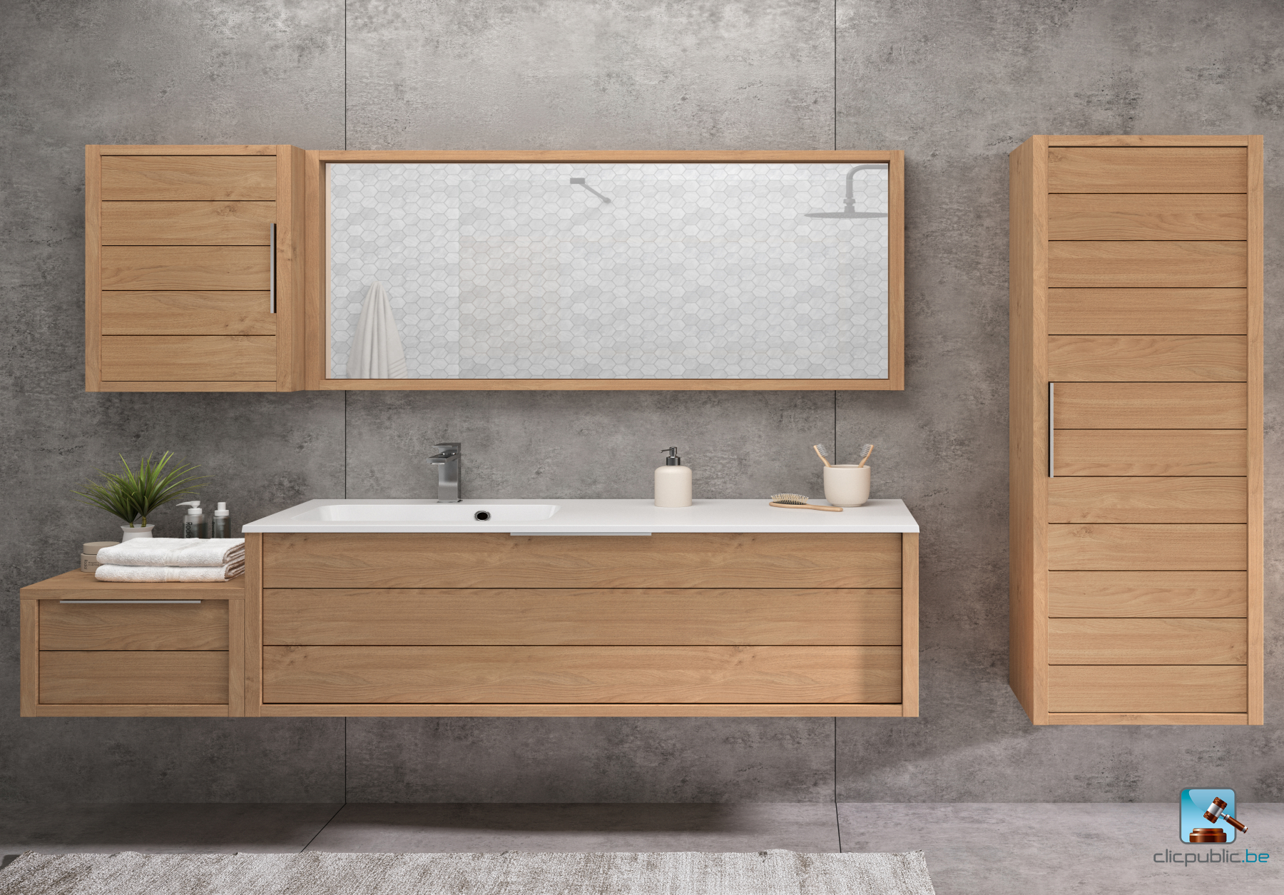 STYLE Plan de toilette 120 cm vasque décentrée