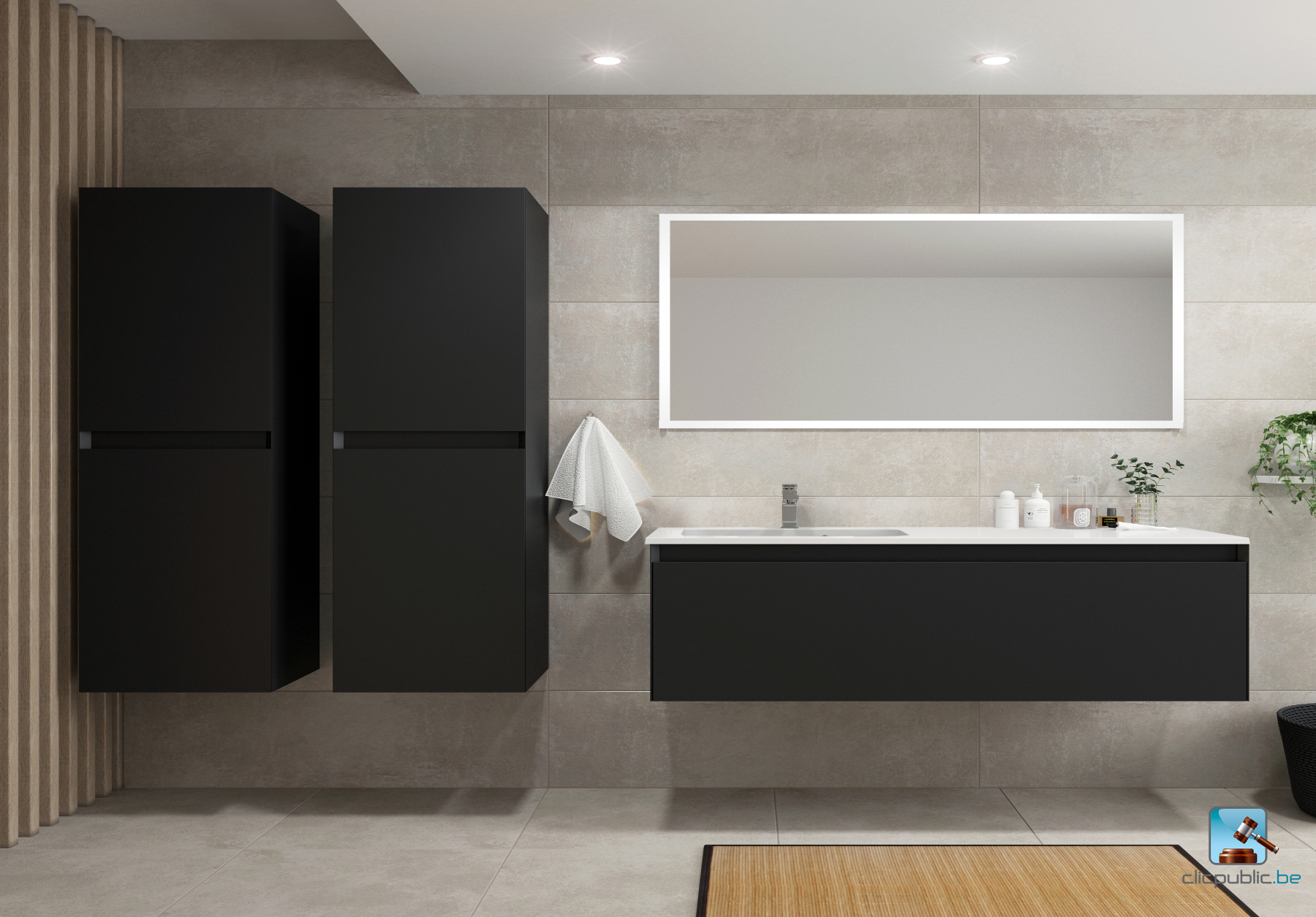 STYLE Plan de toilette 120 cm vasque décentrée