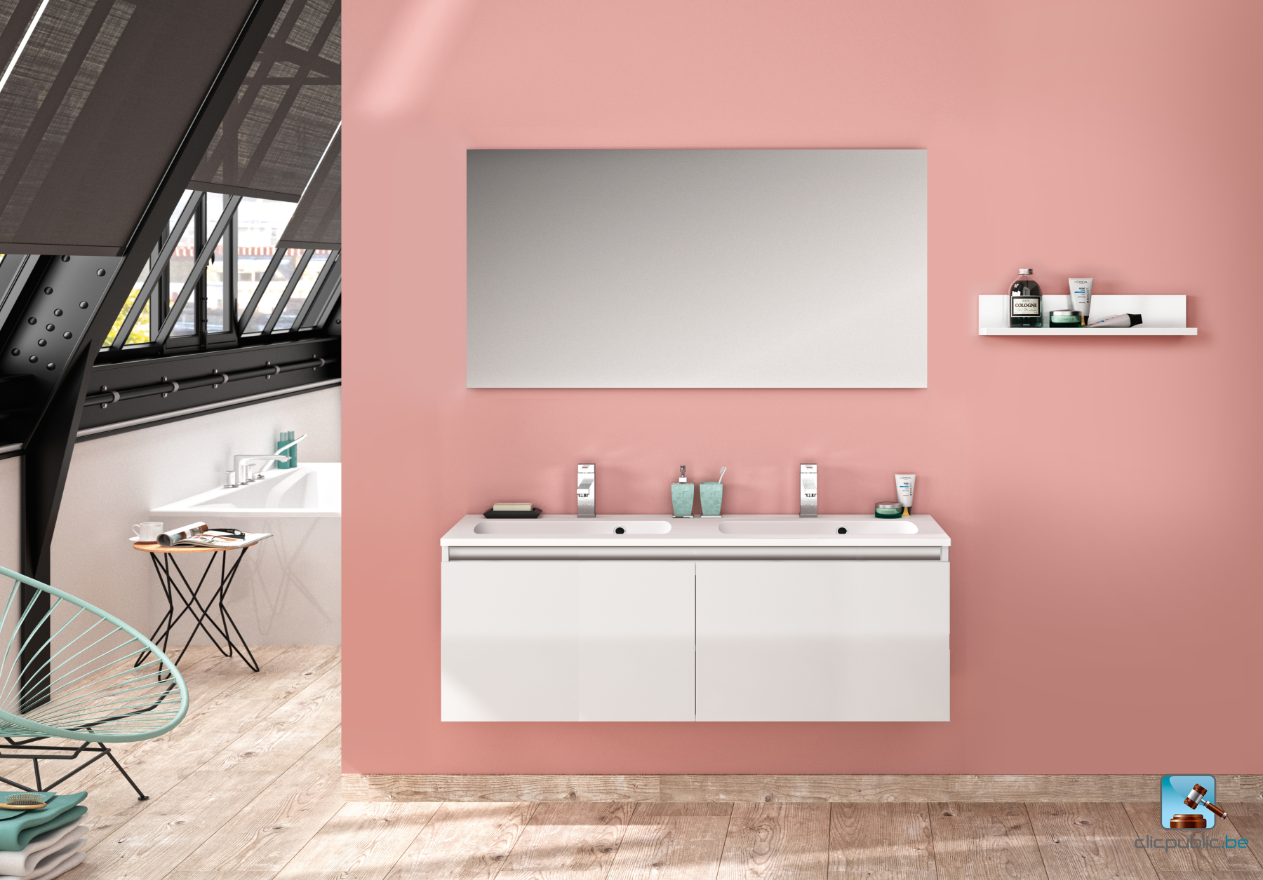 STYLE Plan de toilette 120 cm double vasque