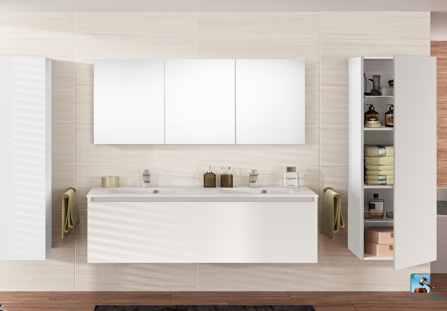 STYLE Plan de toilette 120 cm double vasque