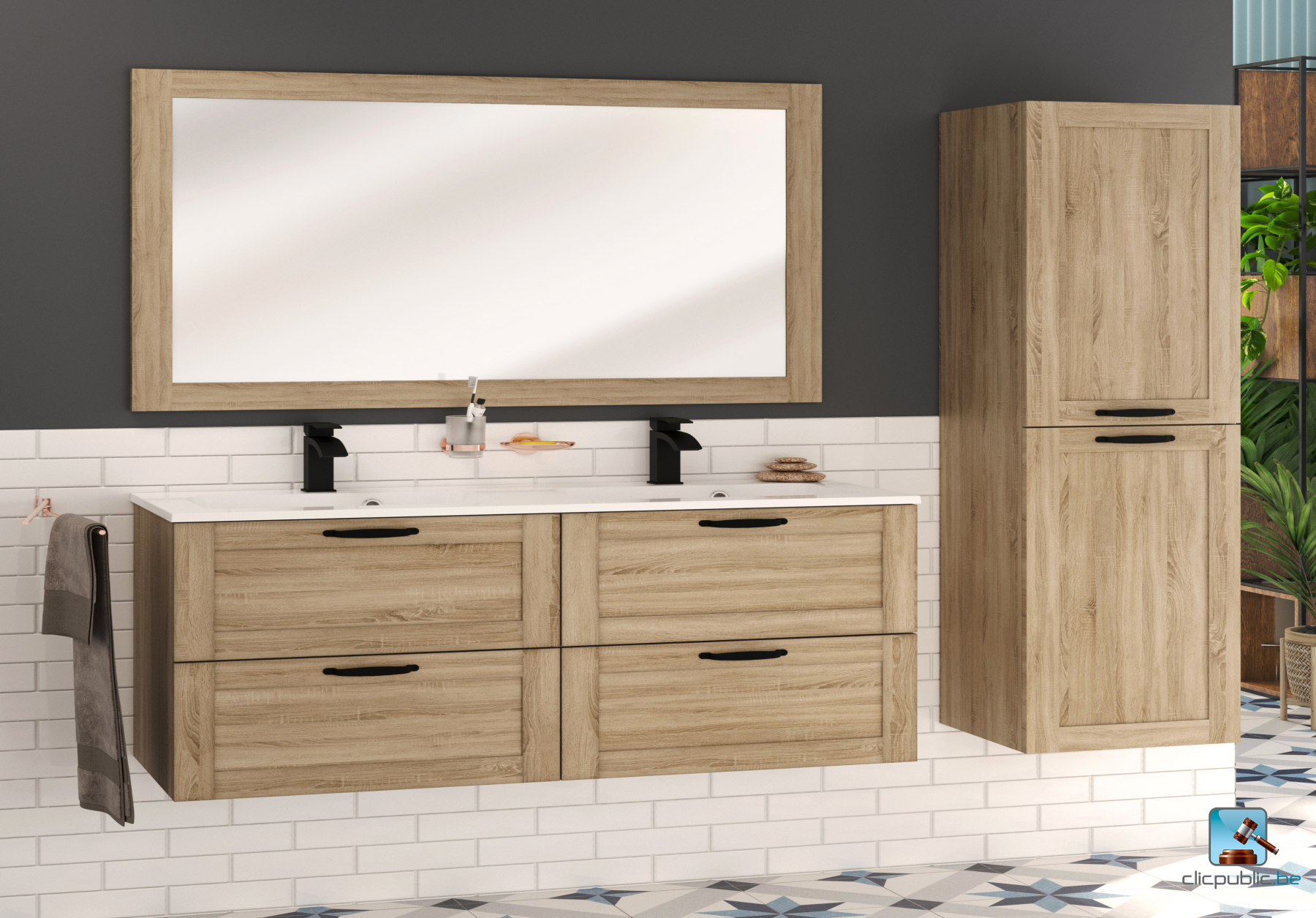 STYLE Plan de toilette 120 cm double vasque