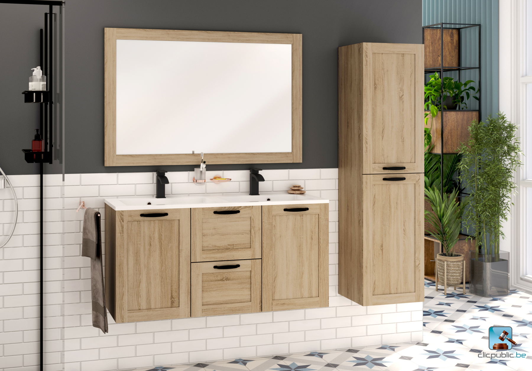 STYLE Plan de toilette 120 cm double vasque