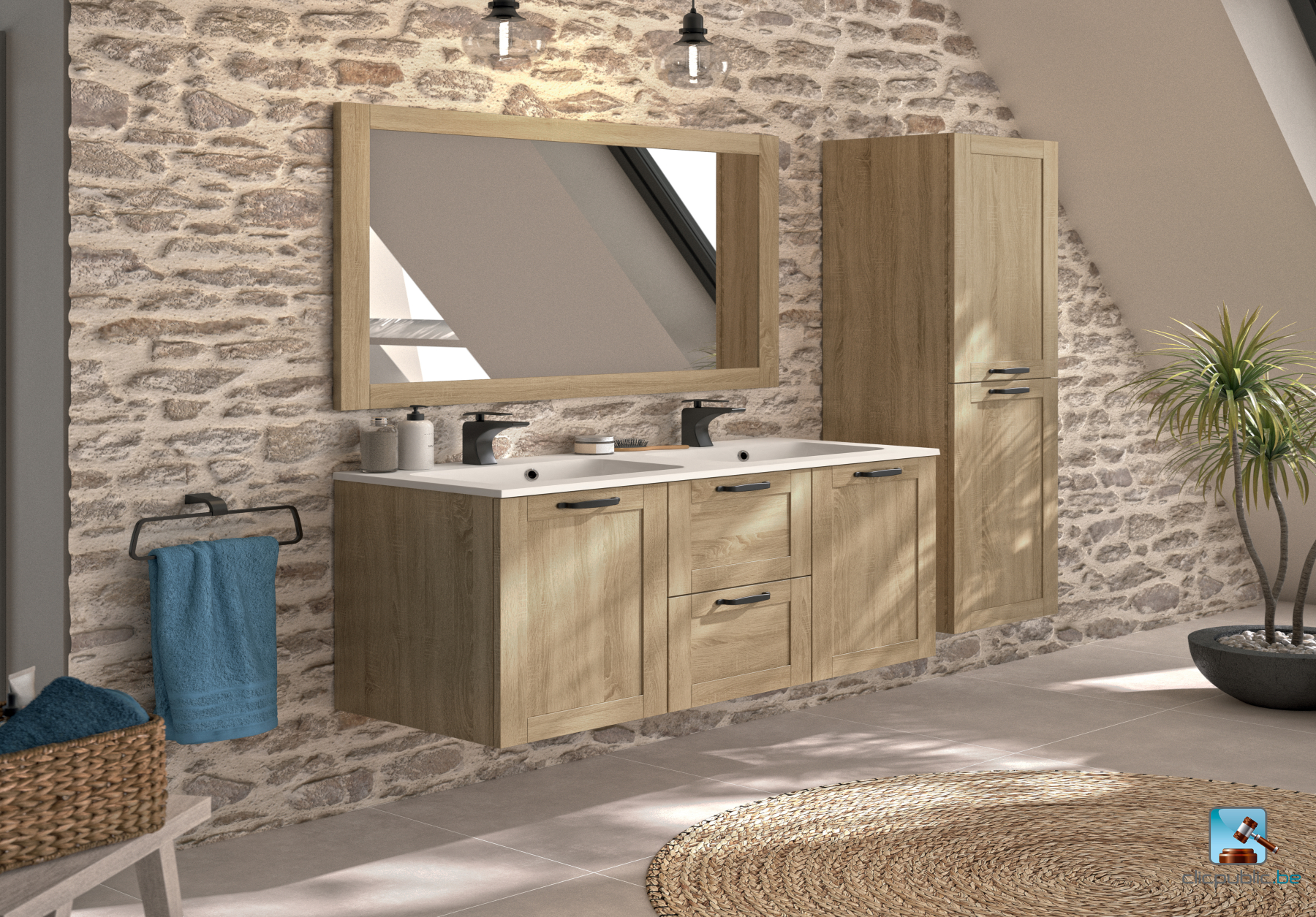 STYLE Plan de toilette 120 cm double vasque