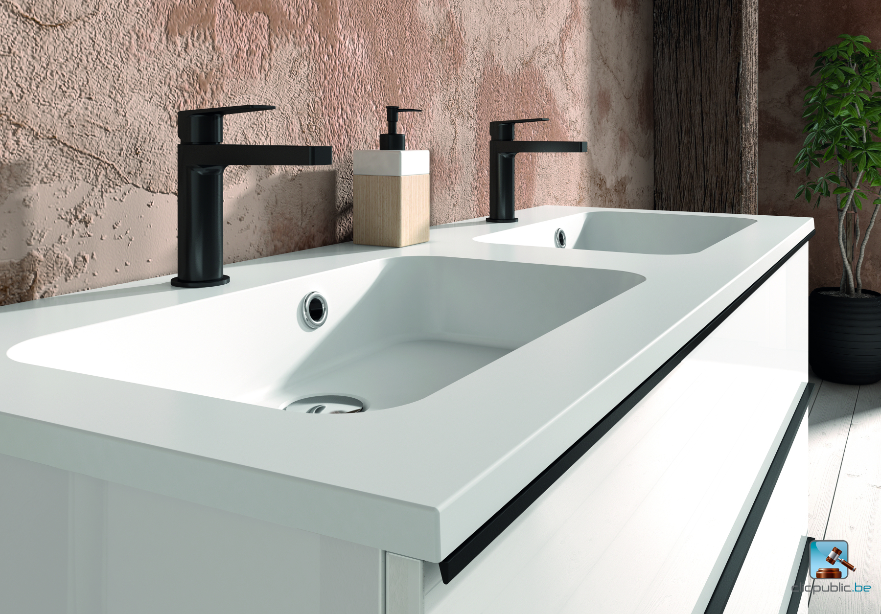 STYLE Plan de toilette 120 cm double vasque