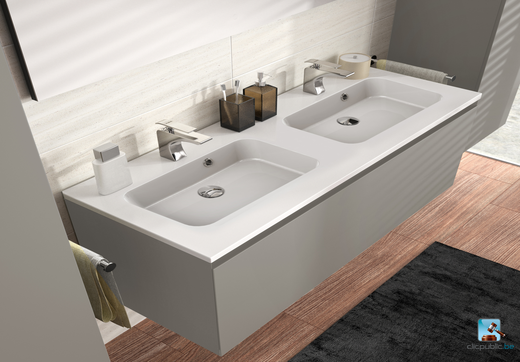 STYLE Plan de toilette 120 cm double vasque