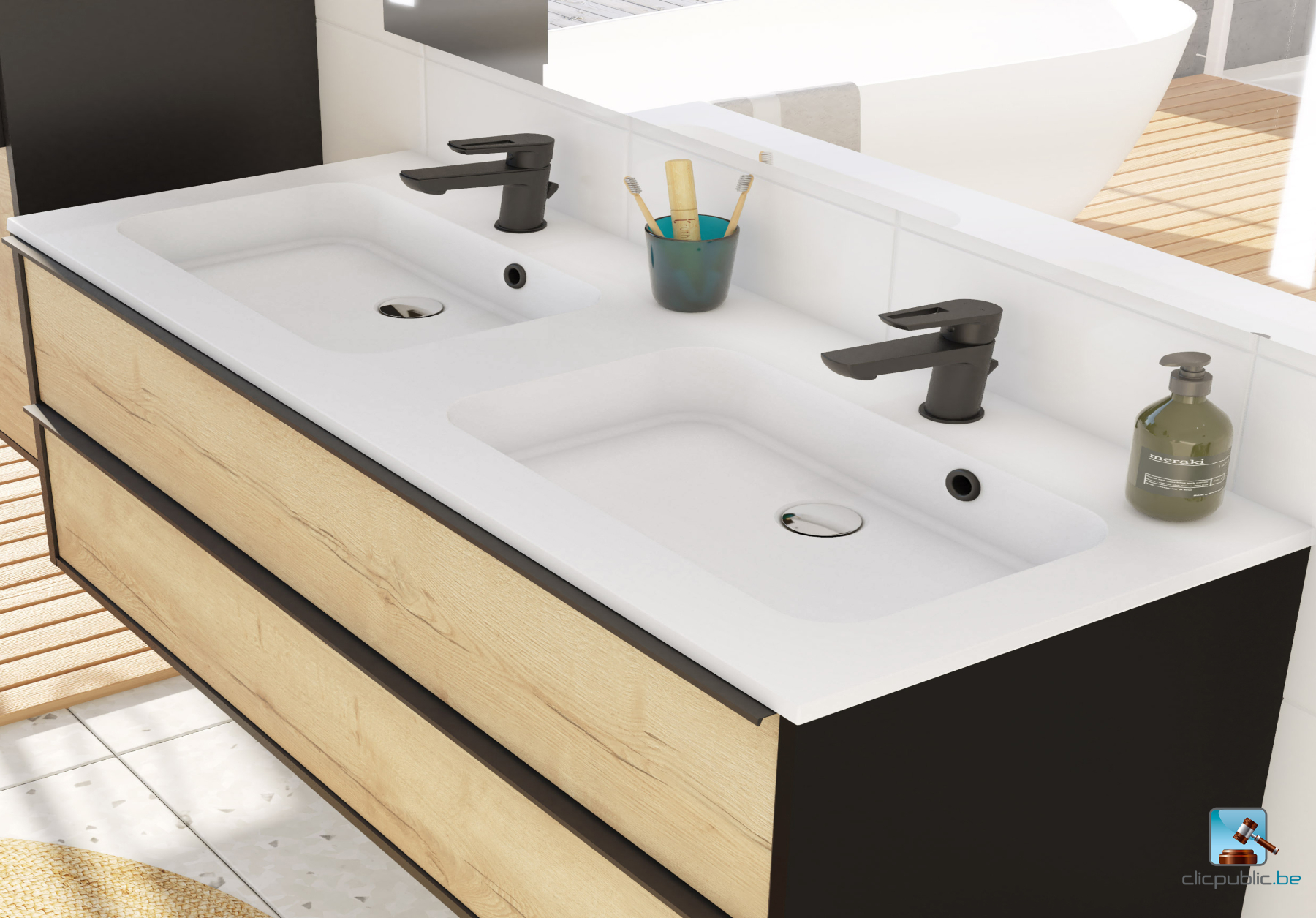 STYLE Plan de toilette 120 cm double vasque