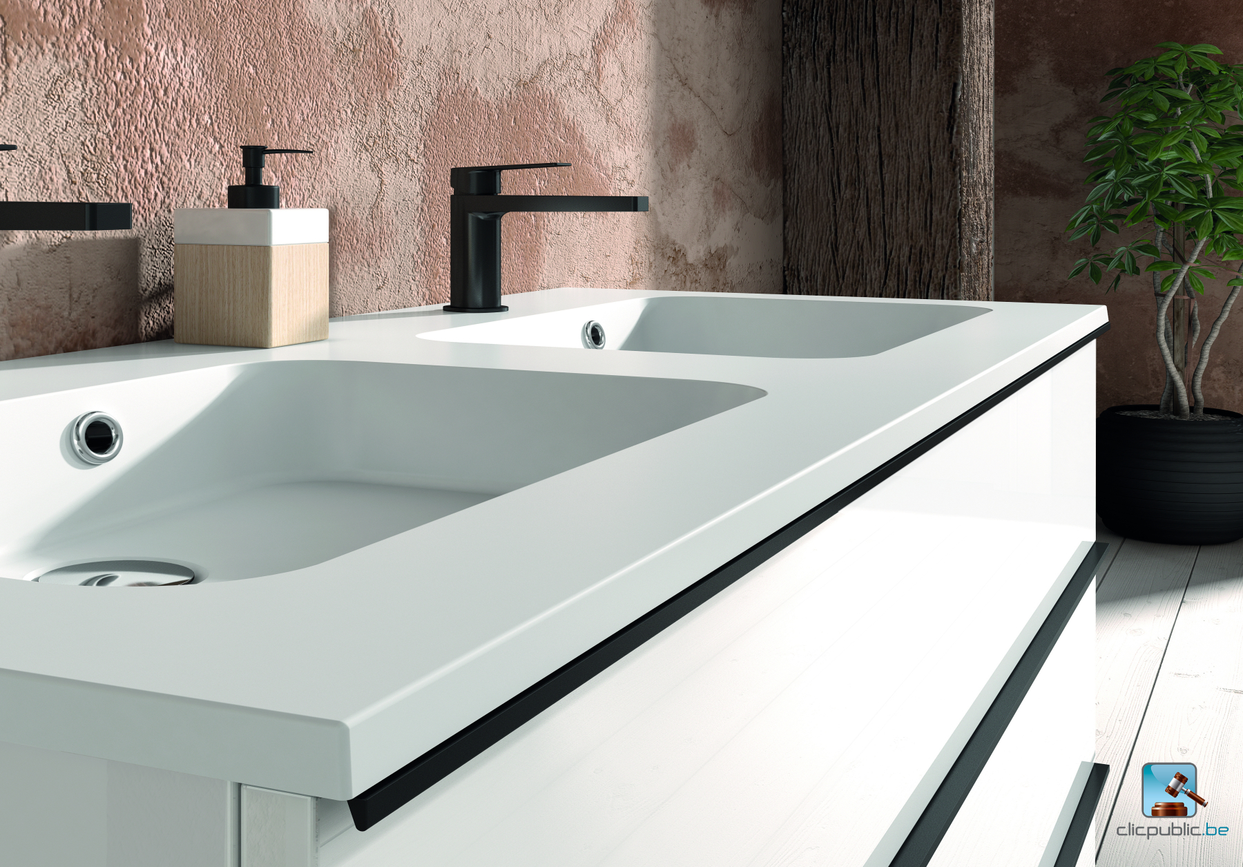 STYLE Plan de toilette 120 cm double vasque