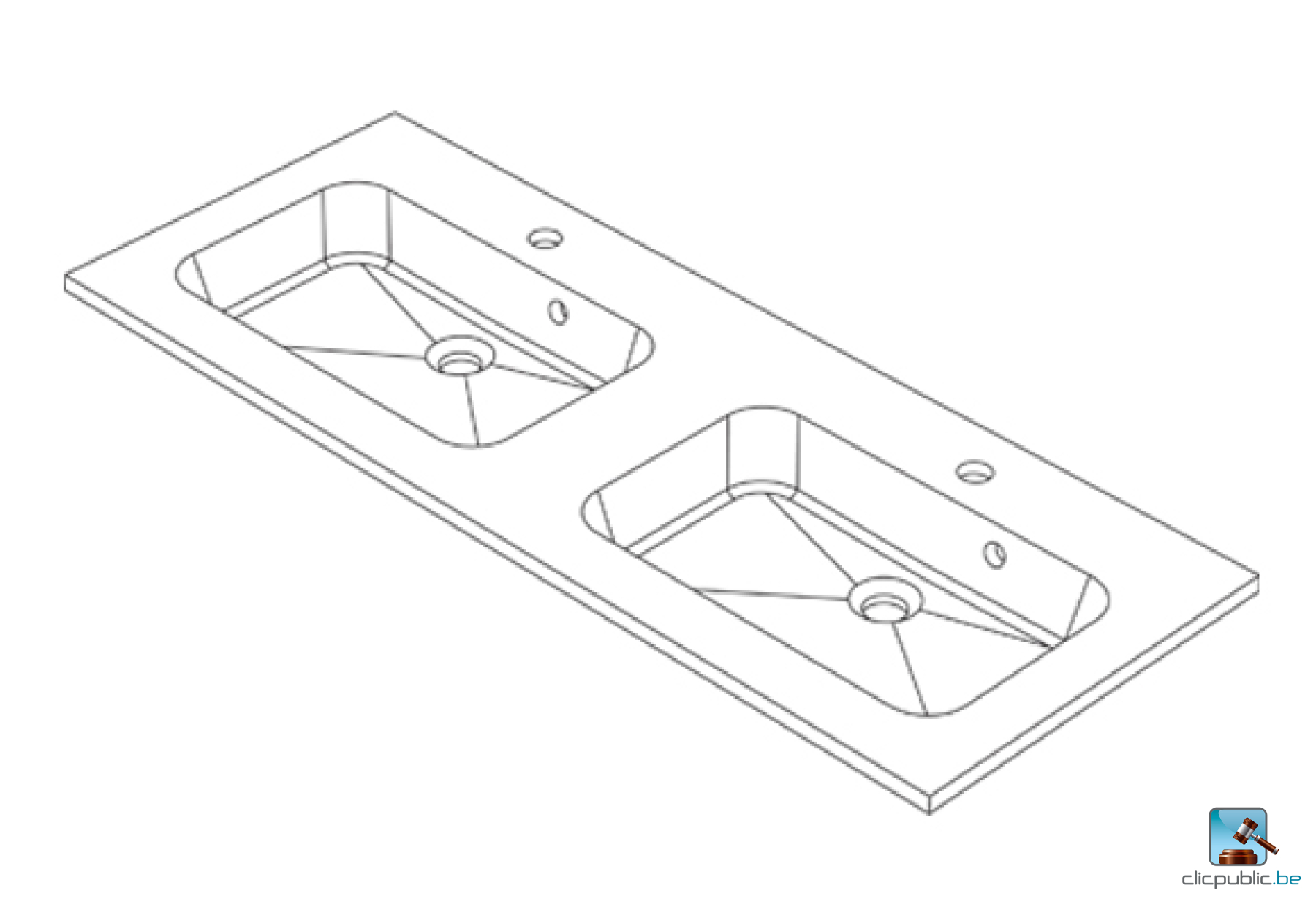 STYLE Plan de toilette 120 cm double vasque