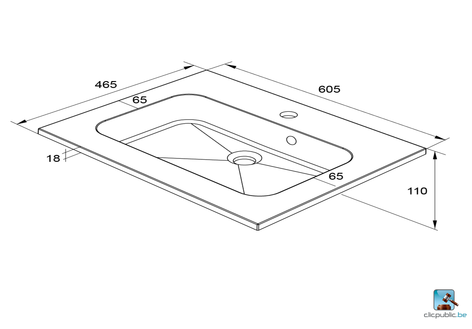 STYLE Plan de toilette 60 cm