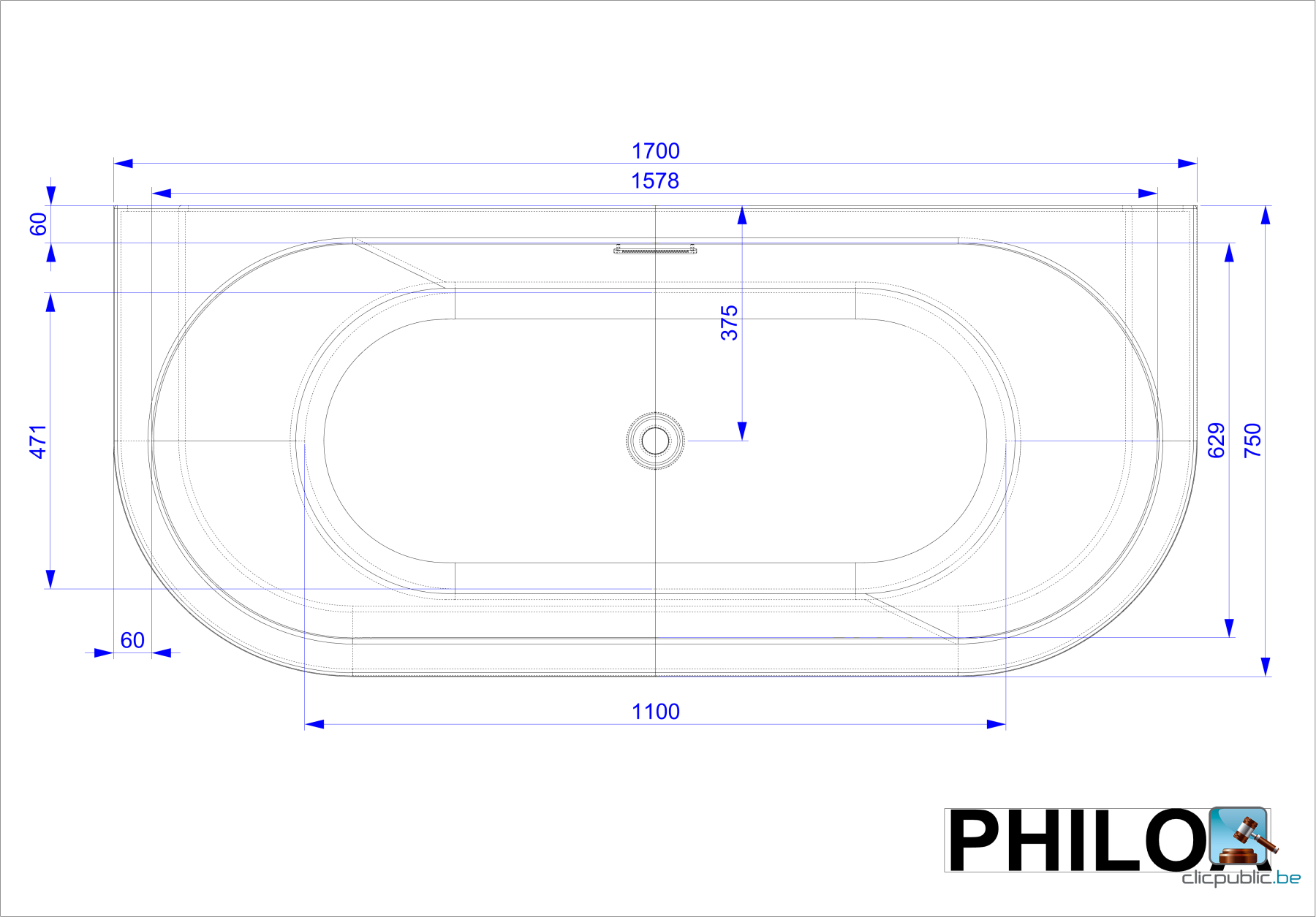 PHILOA Baignoire autoportante