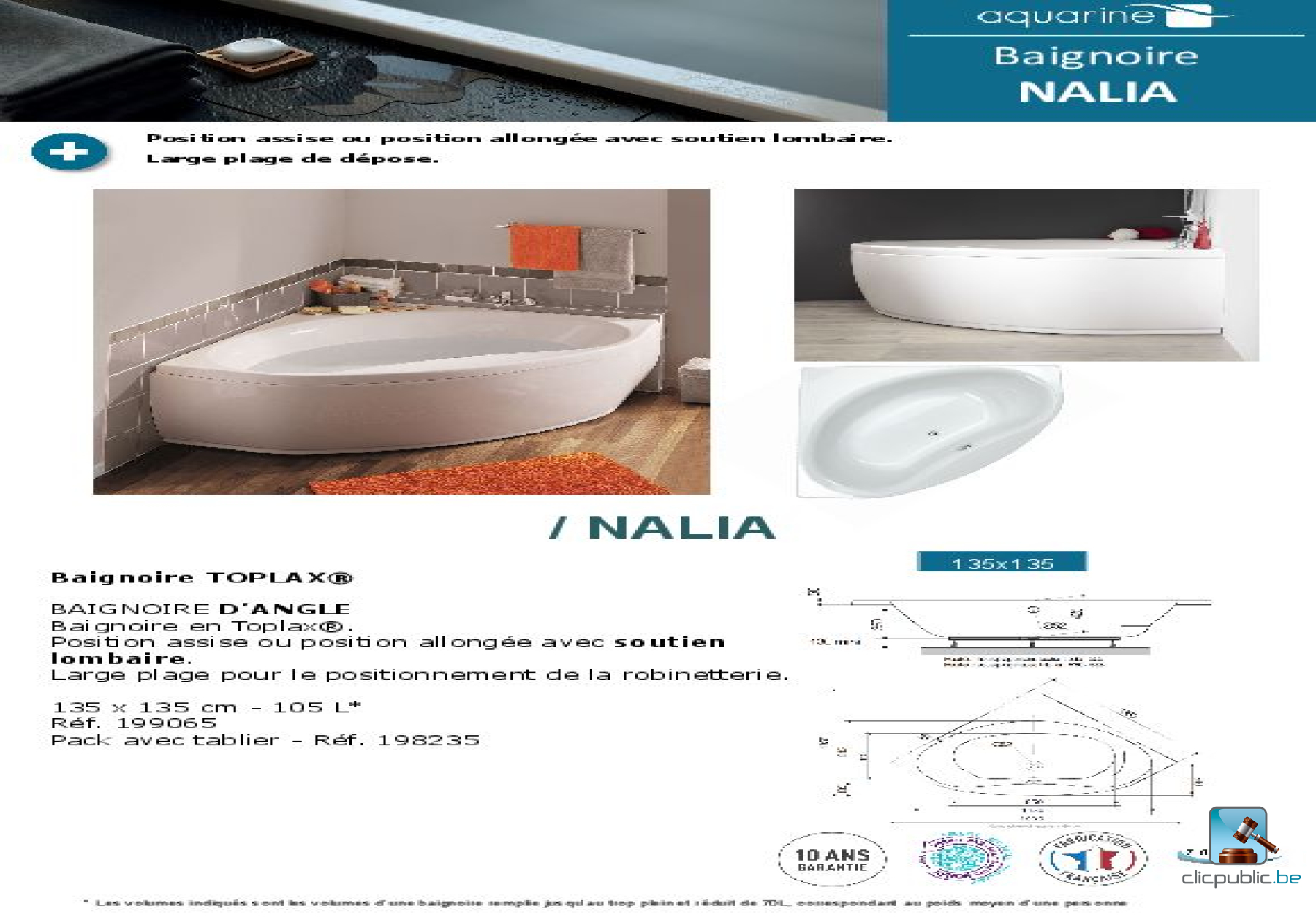 KOLE Plan de toilette 80 cm