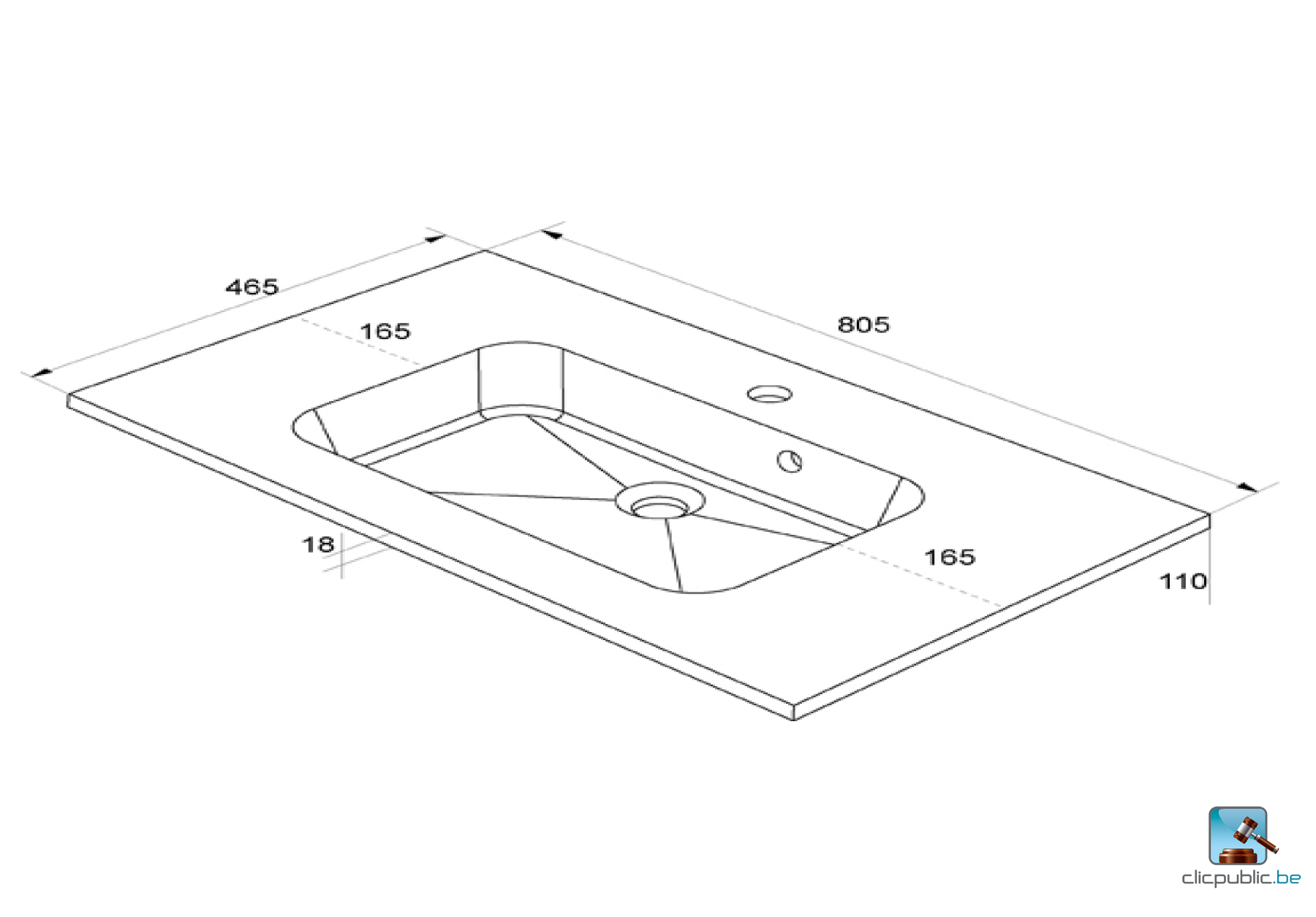 MILO Plan de toilette 80 cm