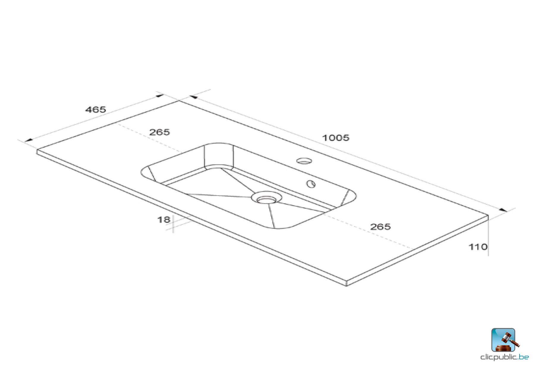 MILO Plan de toilette 100 cm
