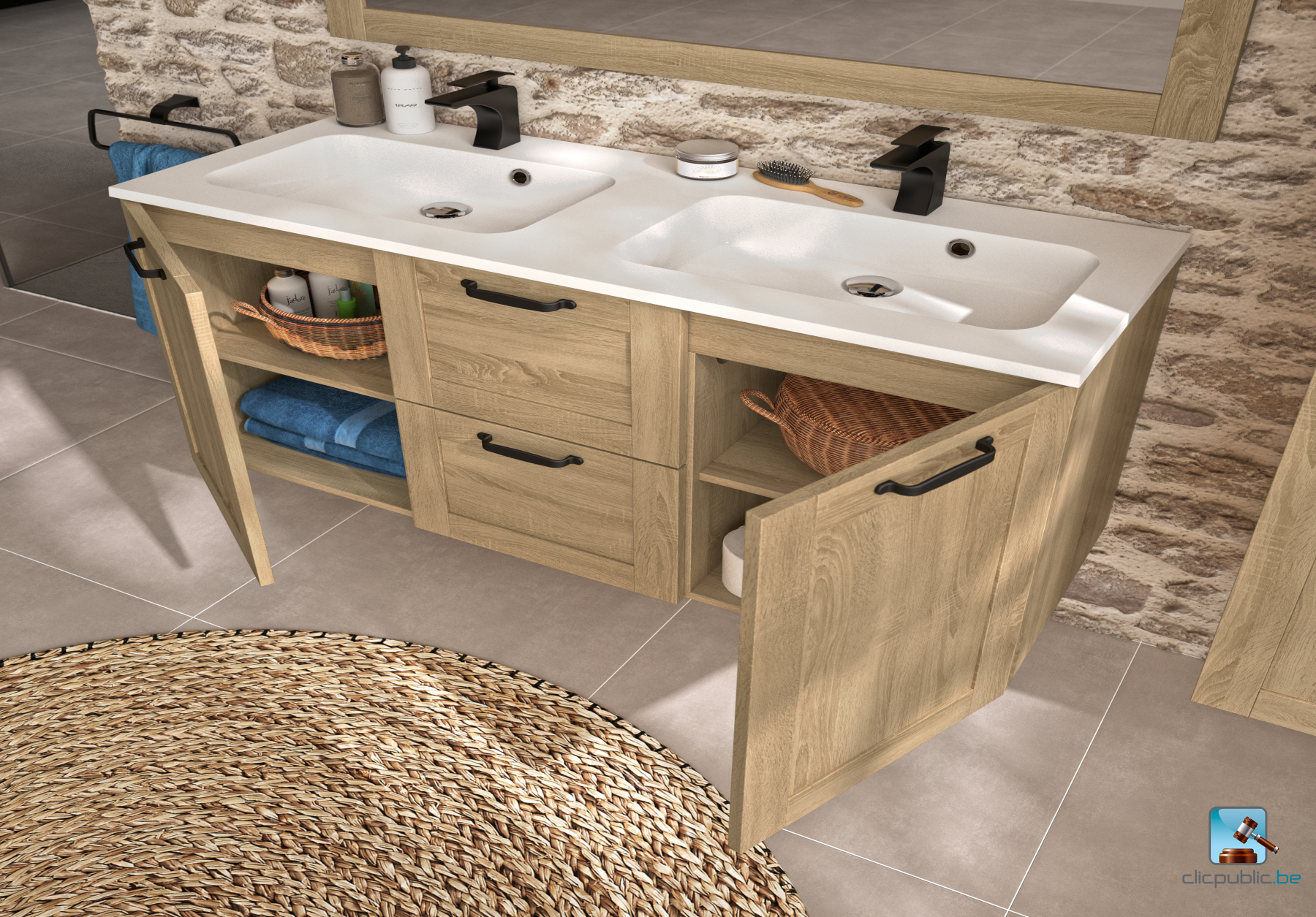 MILO Plan de toilette 120 cm double vasque