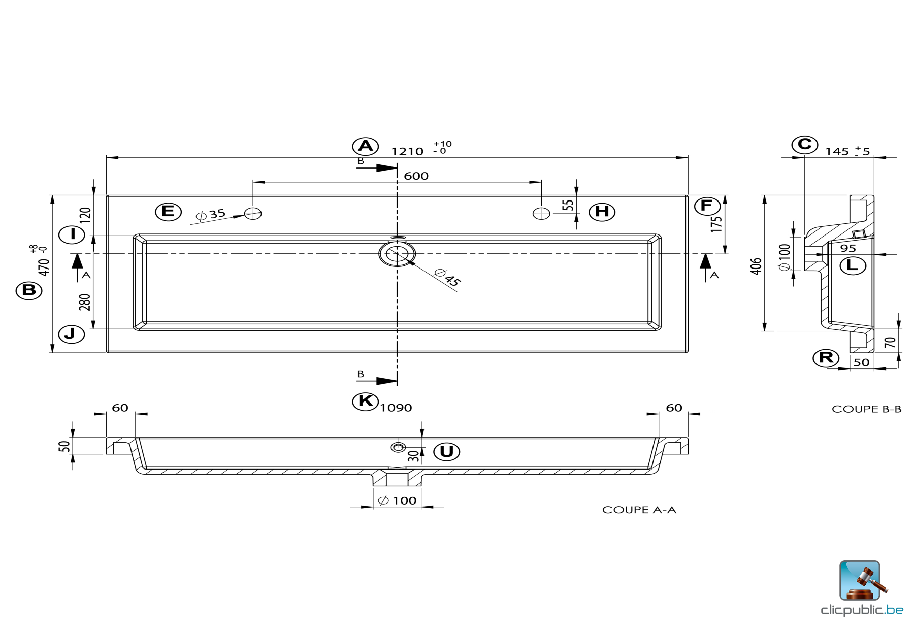 DYSPO Plan de toilette 120 cm simple vasque