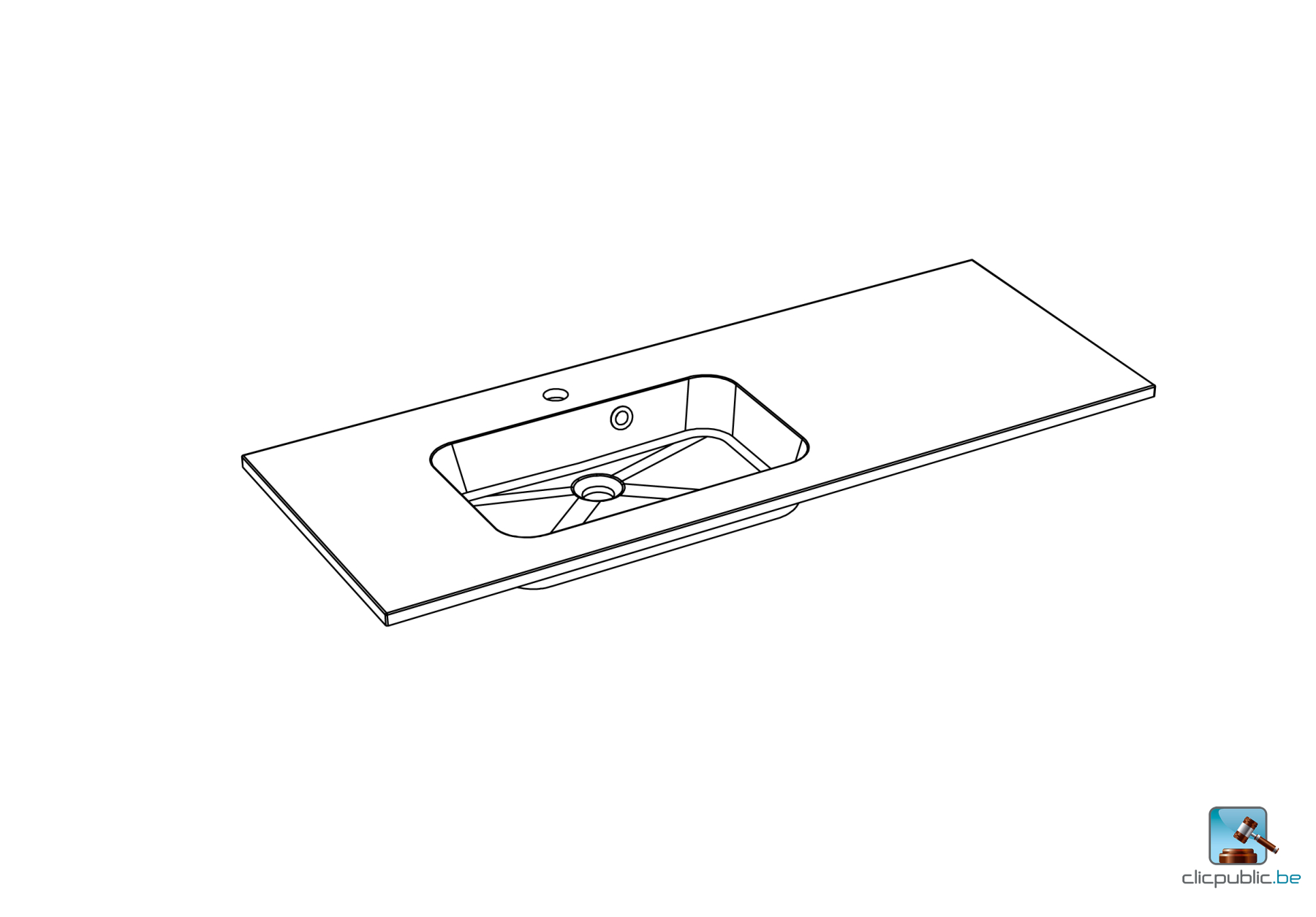 STYLE Plan de toilette 120 cm vasque décentrée