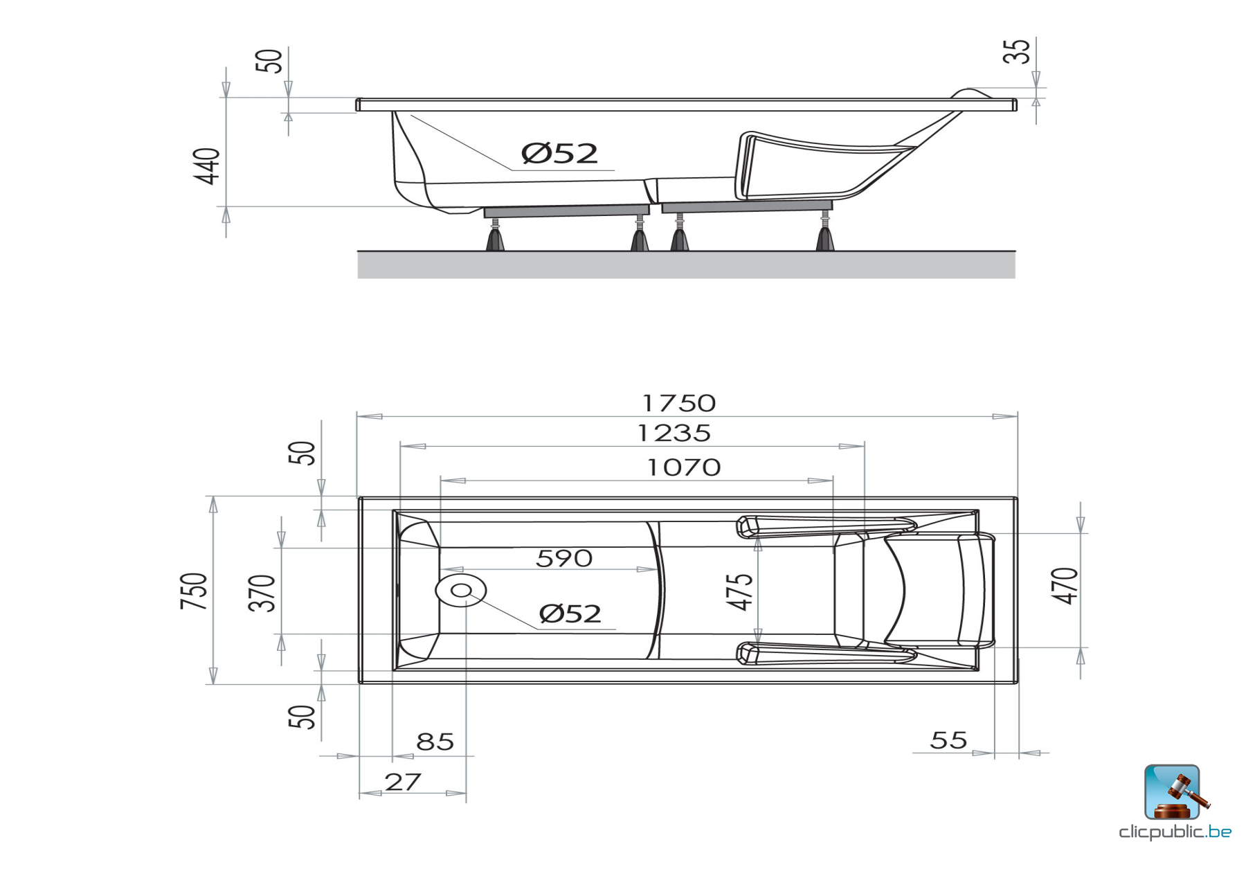 ONDINA Baignoire autoportante