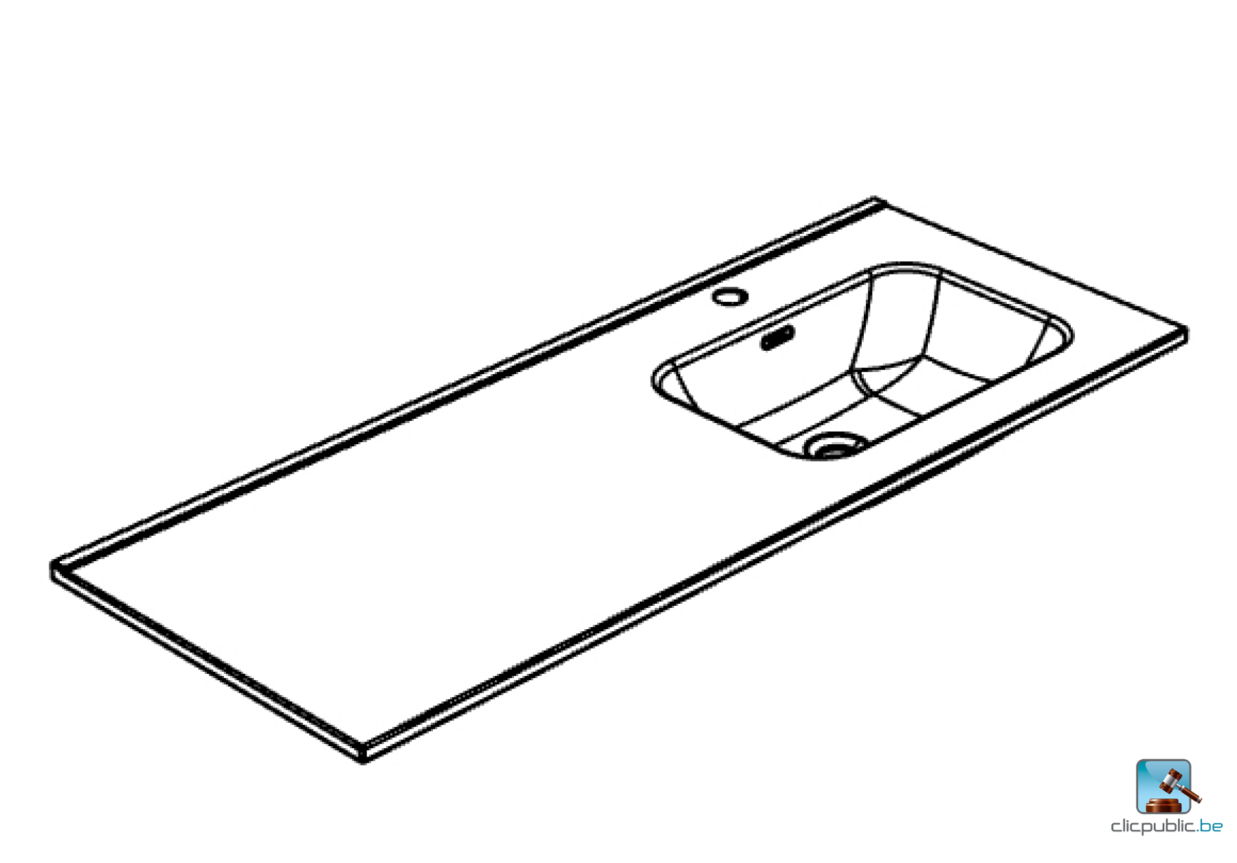 FASCINE Plan de toilette 120 cm simple vasque à droite